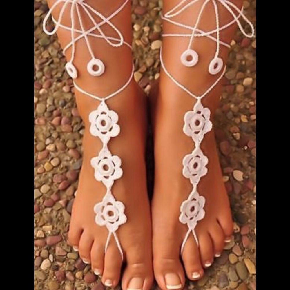 Crochet Footless Barefoot Flower Sandal Wedding